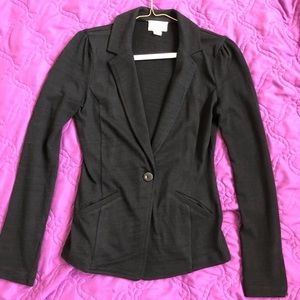 Caslon Knit One-Button Blazer, Black, Small